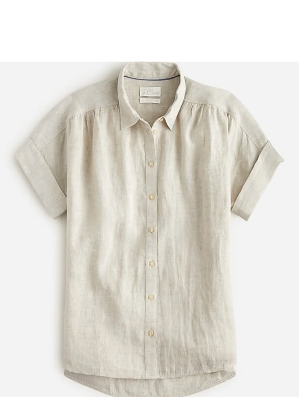 NWOT J. Crew 100% Linen Short Sleeve Button-Down Shirt Beige Sz XS